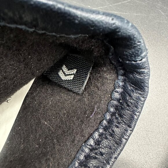 Vintage Blue Leather Gloves Women Lined Black Winter Retro Soft 8.5 / 9 - Picture 4 of 6